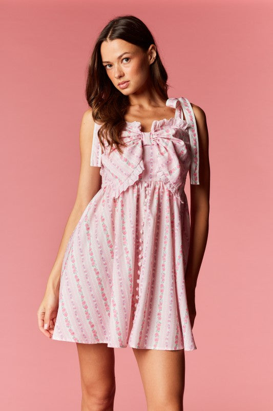 Pastel Floral Mini Dress Pink