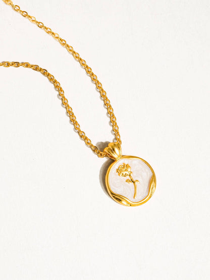 Mia 18K Gold Plated Rose Coin Pendant Necklace