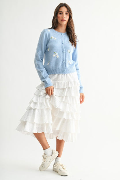 Daisy Embroidery Knit Cardigan