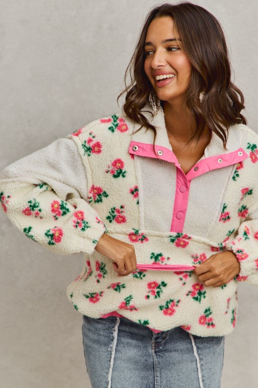 Floral Sherpa Pullover