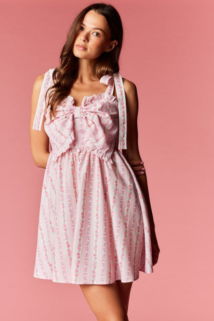 Pastel Floral Mini Dress Pink