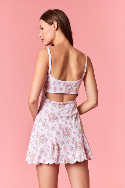 Scallop Embroidery Edge Floral Romper