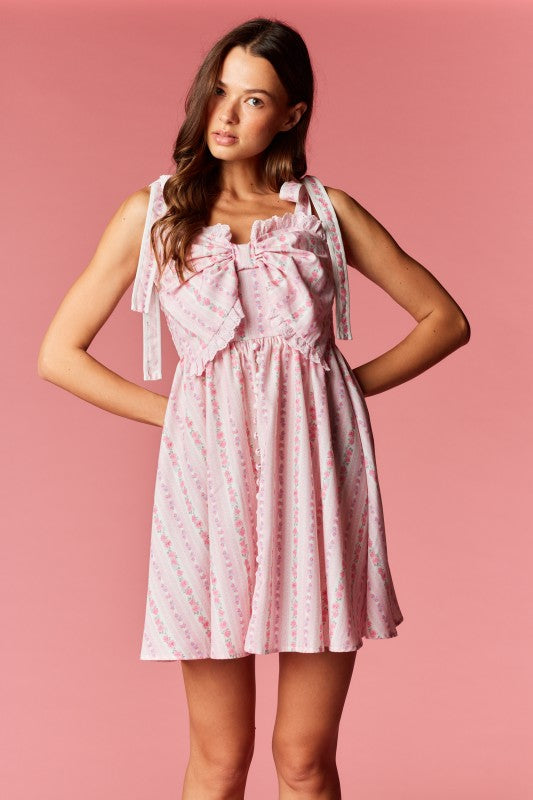 Pastel Floral Mini Dress Pink