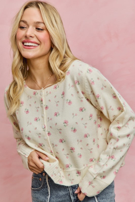 Floral Cardigan Sweater