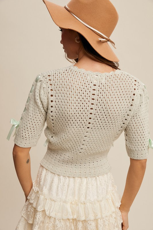 Green Knit Cotton Cardigan Pre Order
