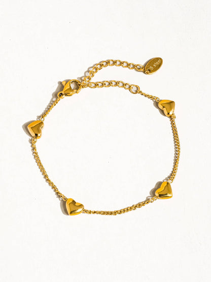 Love Me 18K Gold Plated Non-Tarnish Petite Heart Bracelet