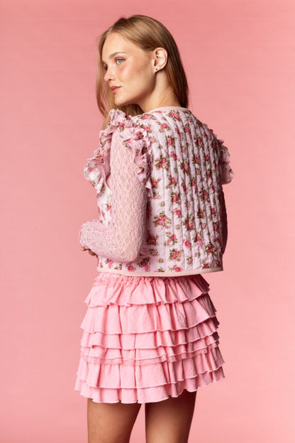 Rose Quilted Ruffle Vest