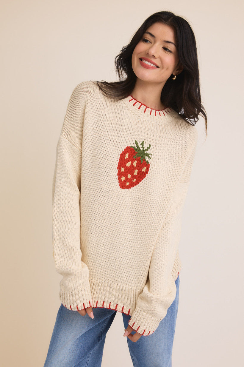 PRE ORDER Strawberry Paradise Stitch Sweater