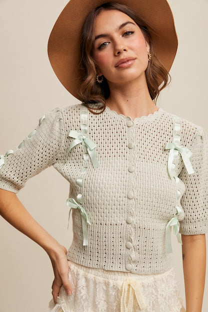 Green Knit Cotton Cardigan Pre Order