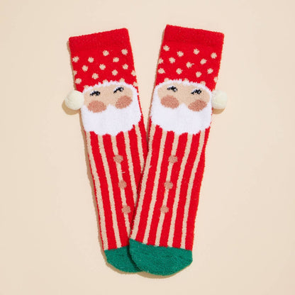 Santa Loves Rudolph Christmas Fuzzy Socks Assorted Pack of 4