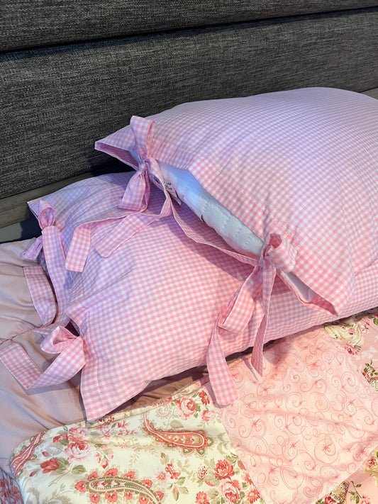 Antoniette Boudoir Handmade Gingham Pillowcases Set Of 2
