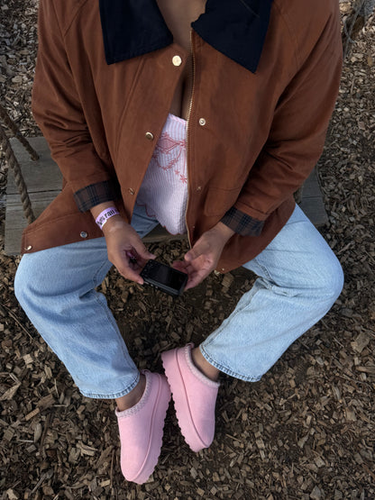 Pink City Clog Cozy Slippers Size Down