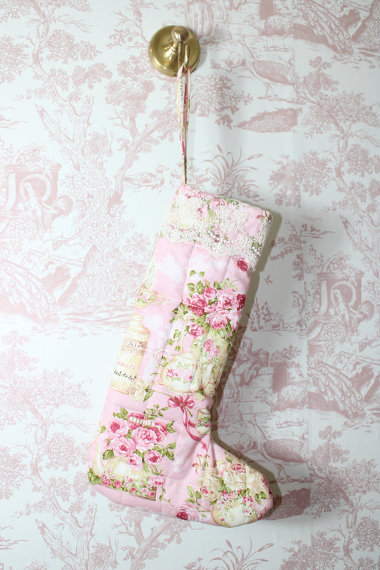 Pinkmas Handmade Stocking With Lace