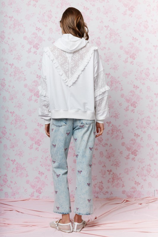 Coquette Darling Bow Embroidered Cropped Jeans