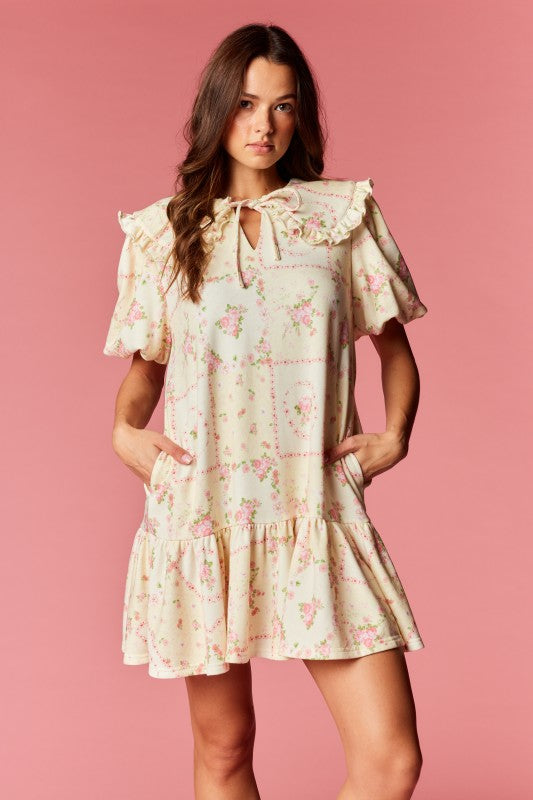 Cottage Floral Dress Yellow