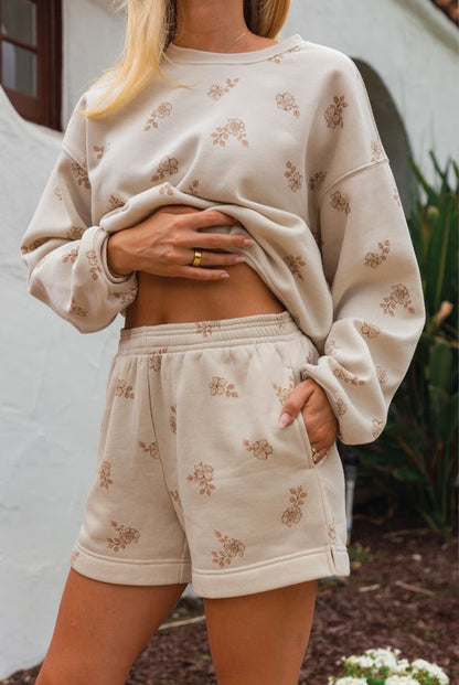 The Jody Floral Printed Sweatshirt and Shorts Set