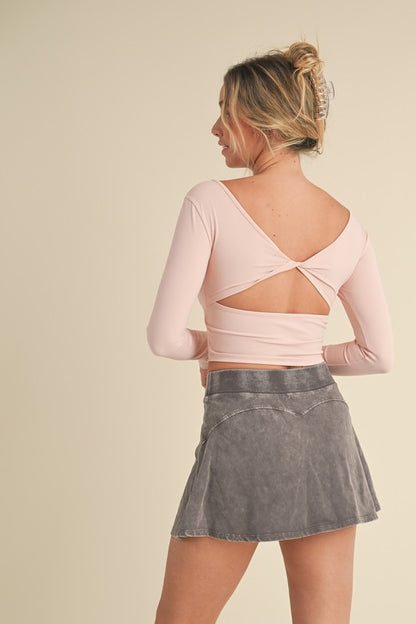 Hubba Booba Twist Back Long Sleeve Top