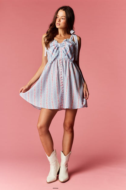 Pastel Floral Mini Dress Blue