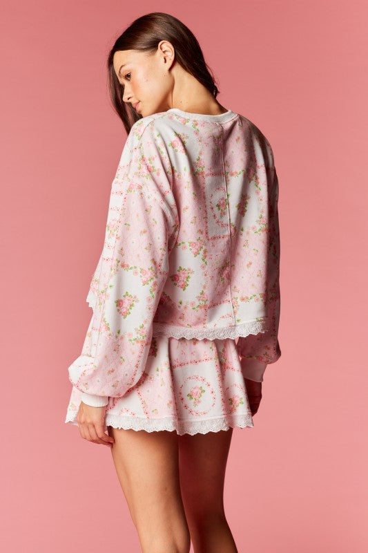 Vintage Floral Lounge Set Pink