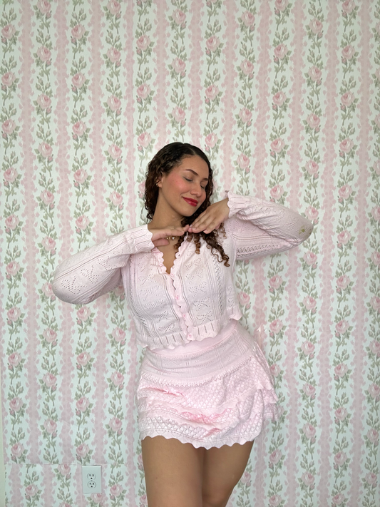 El Cisne Rosa Bow Pointelle Skirt Set