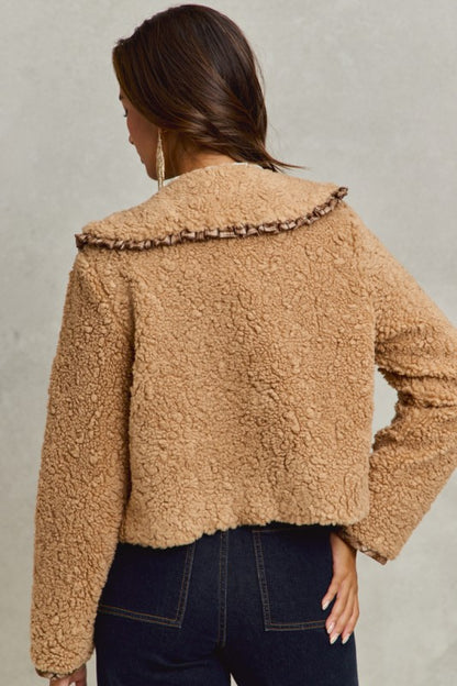Sherpa Jacket With Ruffled Collar