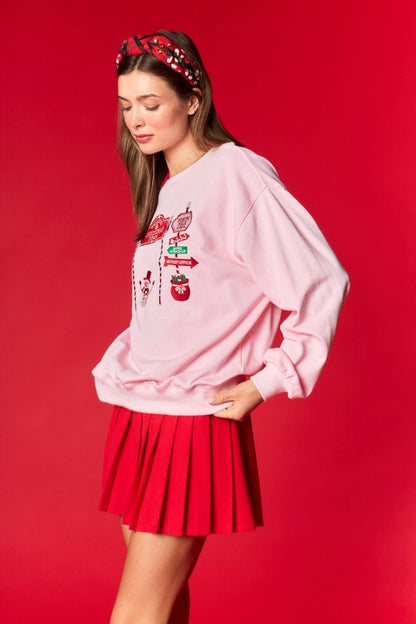 Christmas Town Embroidered Sweatshirt
