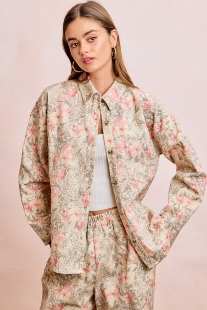 Floral Printed Button Up Shirt