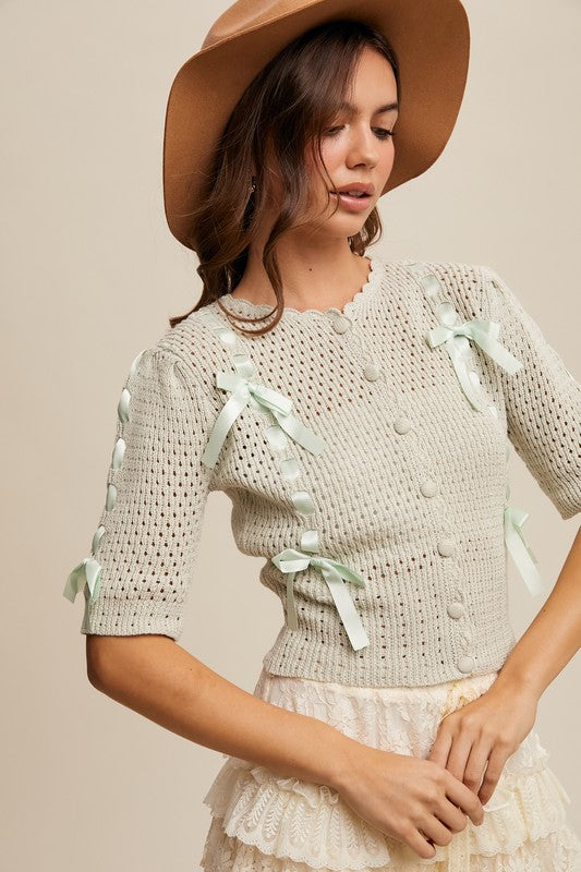 Green Knit Cotton Cardigan Pre Order