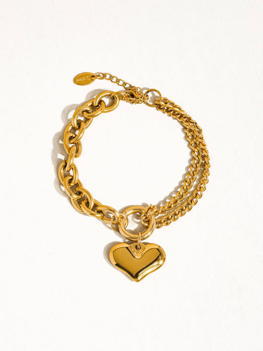 A Bigger Heart 18K Gold Plated Non-Tarnish Heart Chain Bracelet