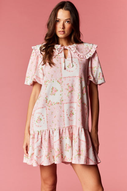 Cottage Floral Dress Pink