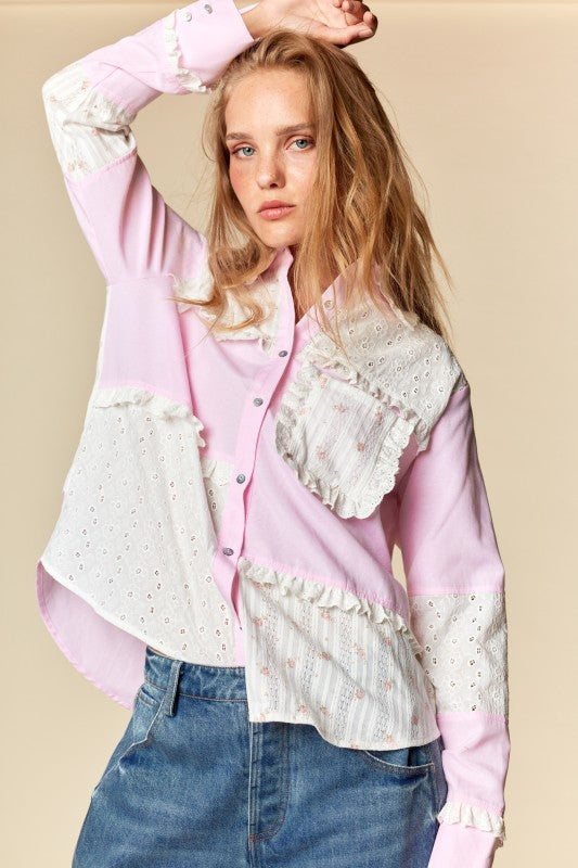 Patchwork Lace Mix Shirt