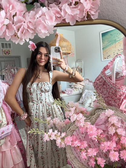 Rosé Floral Cotton Maxi Dress