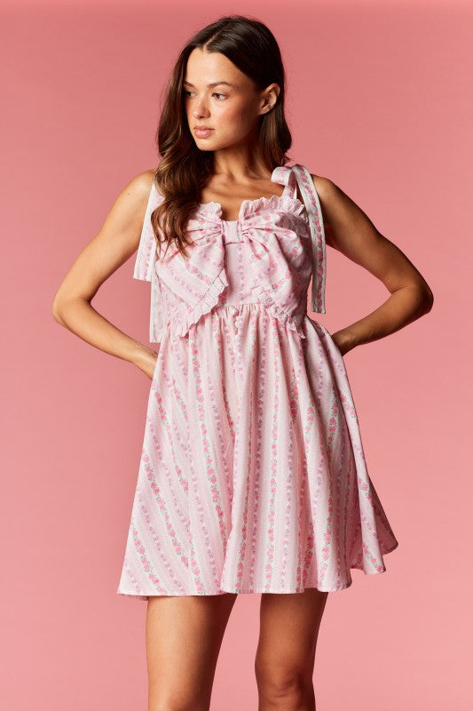 Pastel Floral Mini Dress Pink