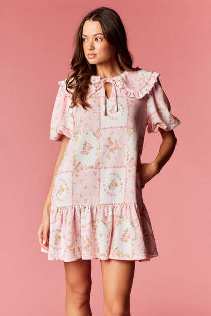 Cottage Floral Dress Pink