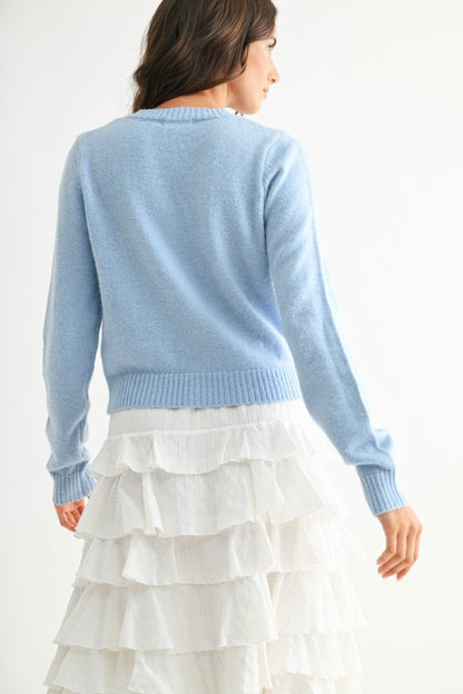 Daisy Embroidery Knit Cardigan