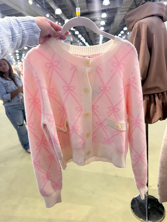Cream Pink Bow Cardigan November