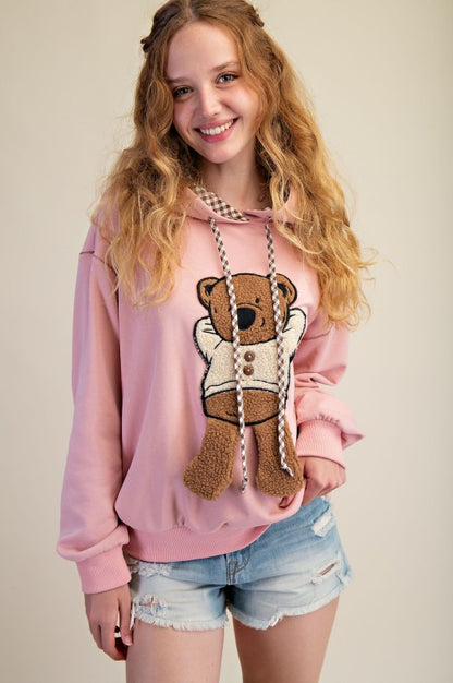 Teddy Bear Patch Pullover Hoodie