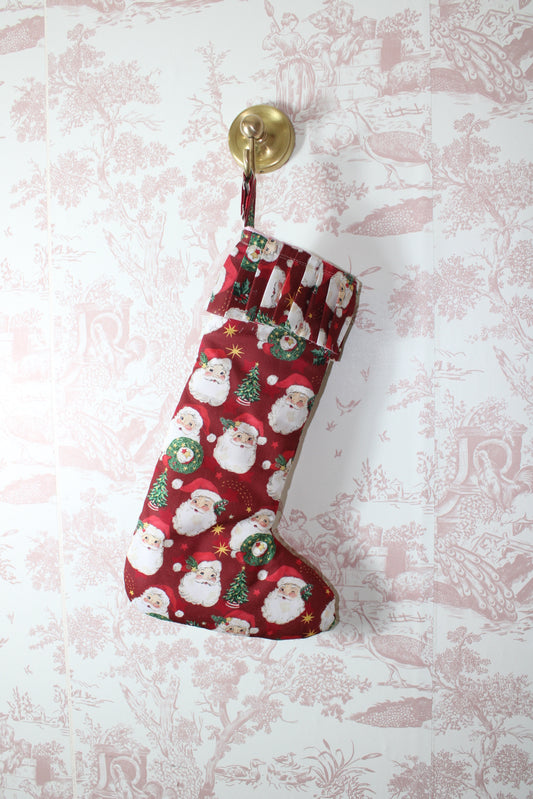Santa Handmade Stocking With Ruffle Trim