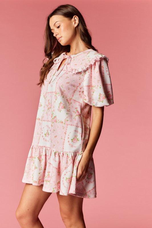 Cottage Floral Dress Pink
