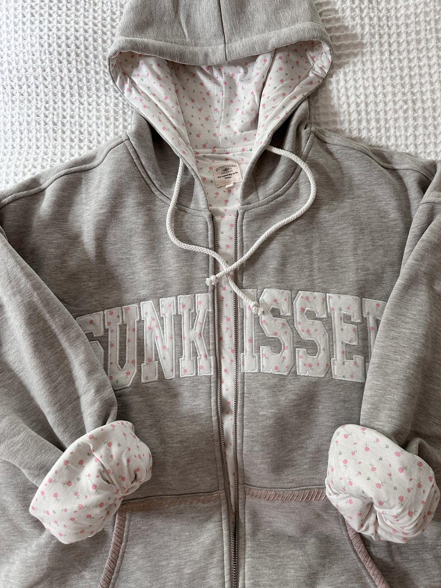 PRE ORDER It Girl Roses Sunkissedcoconut Full Zip Hoodie