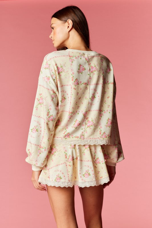 Vintage Floral Lounge Set Lemon