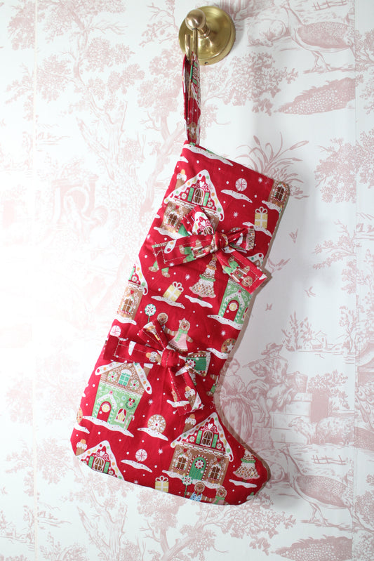 Gingerbread Handmade Stocking With Bows