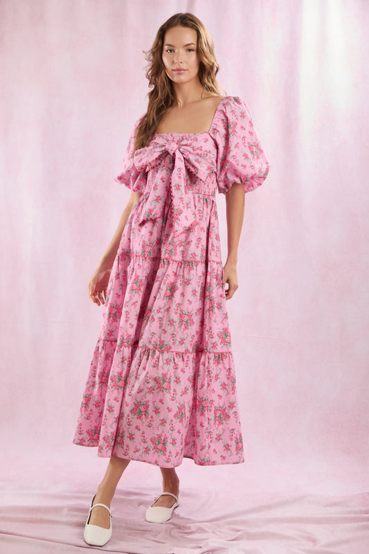 Pink Floral Midi Dress Pre Order