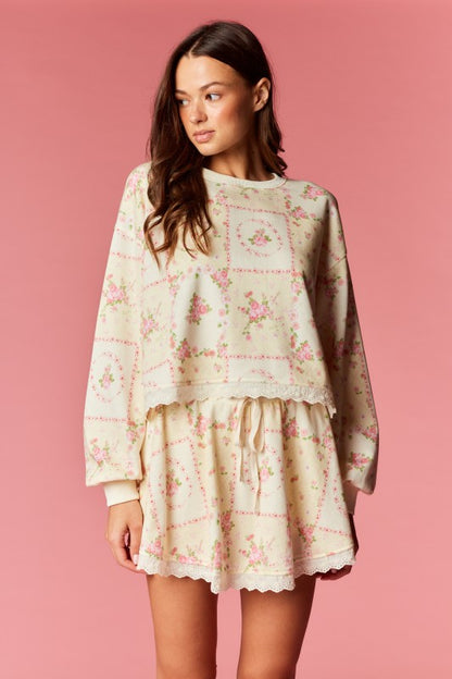 Vintage Floral Lounge Set Lemon