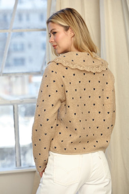 Sherpa With Heart Embroidery Jacket