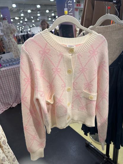 Cream Pink Bow Cardigan November