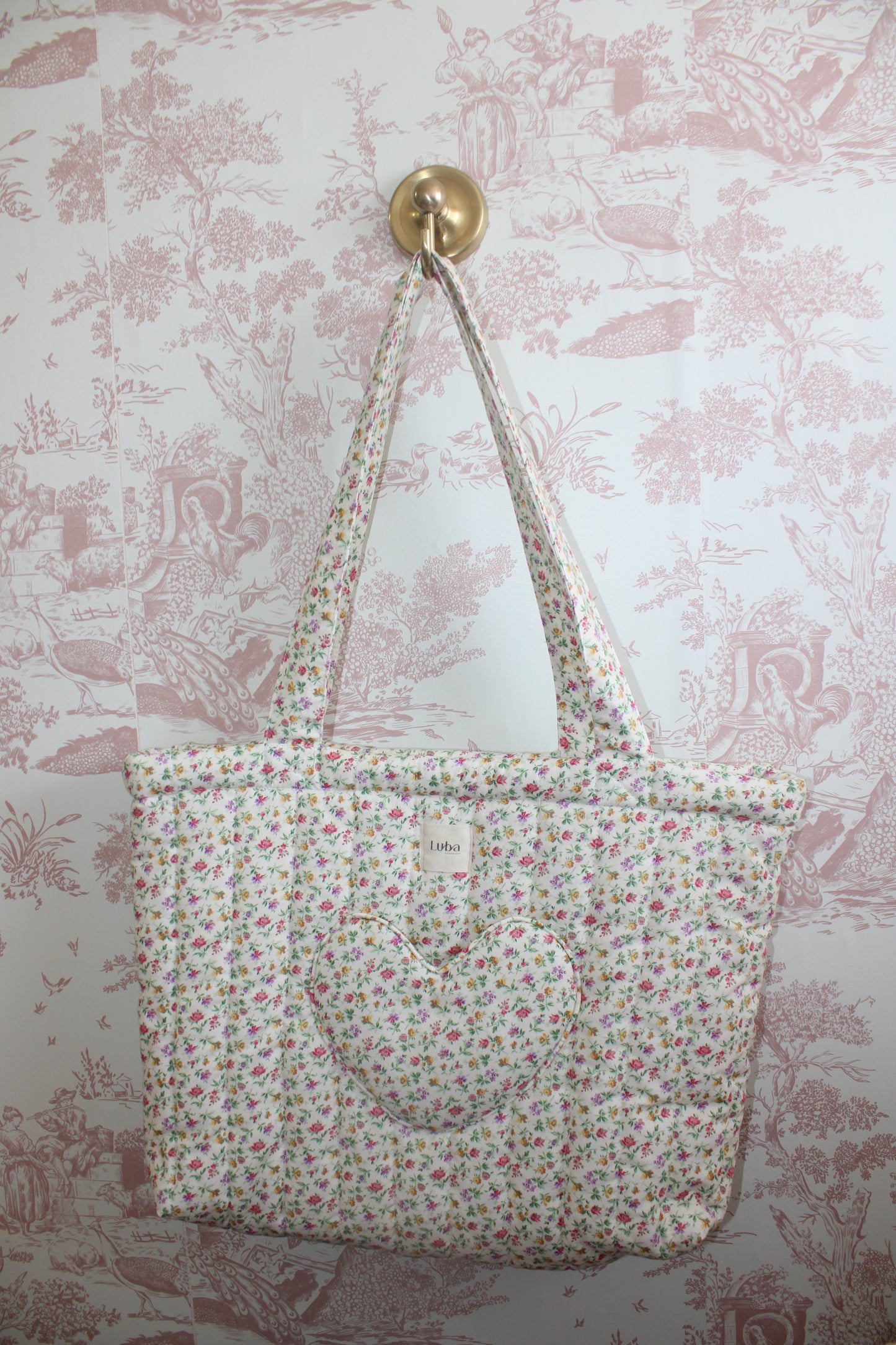 Timeless Heart Floral Tote Bag