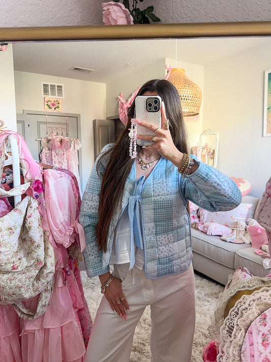 Timeless Garden Blue Cotton Reversible Cardigan
