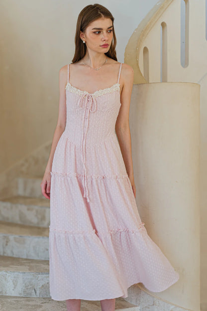 Soft Blush Heart Lace Maxi Dress January