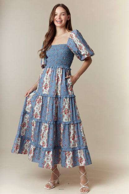 Cotton Maxi Dress Blue
